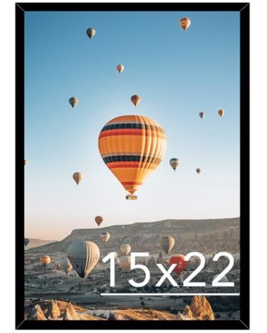 JCJMY 15x22 Picture Frame for Poster Photo Picture, Horizontal and Vertical Formats for Wall Hanging, 15 x 22 Wall Gallery Poster Photo Frame for 15 by 22 Photos Posters, Black
