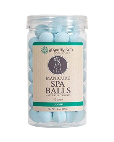Ginger Lily Farms Botanicals Manicure Spa Balls Ocean, Manicure Soak Balls Replenishes Moisture, Softens and Conditions Skin, 8 Ounces, 80-Count