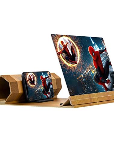 14‘’ Screen Magnifier for Smartphone, Mobile Phone 3D Magnifier Screen Expanders for Movies and Gaming Foldable Phone Stand with Screen Amplifier B1 Beige