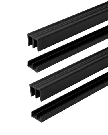 1/4" Panel Sliding Door Track - 48" Black Plastic Upper & Lower Set, USA Made, Pack of 2 - Outwater