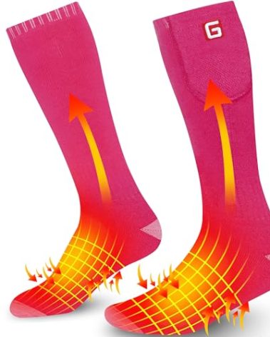 GEMSTONEGO Electric Heated Socks for Teenagers Youth,Rechargeable Battery Powered Operated Heated Socks for Middle Senior High School (Pink)