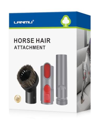 LANMU Horse Hair Brush Vacuum Attachments Compatible with Dyson V15 V12 V11 V10 V8 V7 V6 Vacuum Cleaner, 1.25" Soft Vacuum Dust Brush Accessories