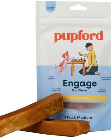 Pupford Yak Cheese Chews for Dogs & Teething Puppies, Natural, Long-Lasting Himalayan Dental Treats (3 Pack Medium)