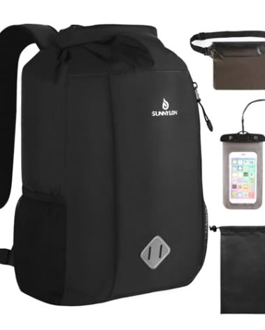 Sunnylon Dry Bag Backpack, 20L Dry Bag Waterproof with Waist Pouch and Phone Case,Roll top Dry bag for kayaking,Marine dry bag for Kayaking, Beach, Rafting, Boating, Hiking, Camping and Fishing