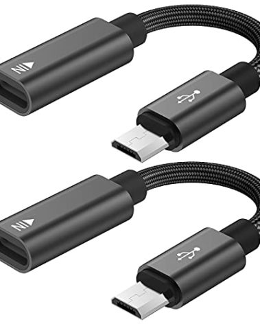 USB C to Micro USB Adapter, KUXIYAN (2 Pack) Type C Female to Micro USB Male Charger Connector Support Charge & Sync Compatible with Samsung Galaxy S7 Edge S6, LG Nexus 5 4 and Micro USB Devices-Black