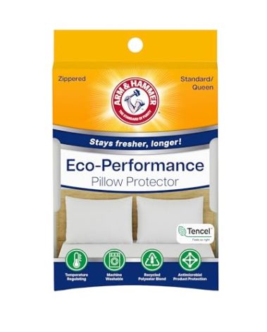Arm & Hammer Eco Performance Zippered Pillow Protector with Tencel, 2-Pack, Standard/Queen