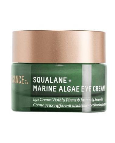 BIOSSANCE Squalane and Marine Algae Eye Cream - Anti-Aging Under Eye Cream for Fine Lines, Wrinkles, and Puffiness - Hydrating & Lifting Formula with Hyaluronic Acid and Paracress Extract - 0.5 Ounce