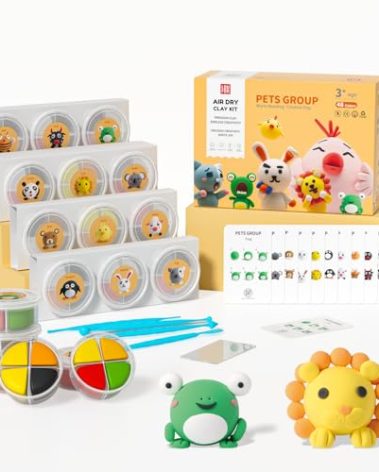 Air Dry Clay Kit - Modeling Clay for Kids mit Sculpting Tools und Tutorial, Ultra Light & Soft, Safe & Non-Toxic, DIY Model Magic Clay 12 Cans 48 Colors, Creative Art Crafts Toys Gifts for Girls Boys