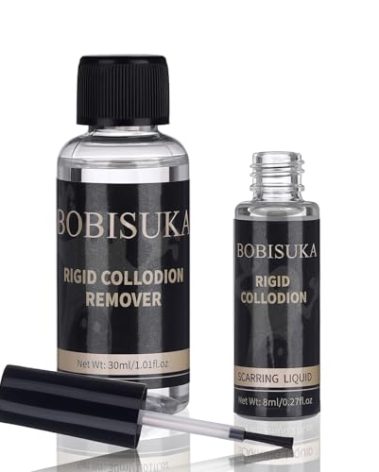 BOBISUKA SFX Scar Makeup Kit - Rigid Collodion with Brush & Remover - Professional Realistic Scarring Liquid for Halloween, Cosplay, Theater, Film & Stage