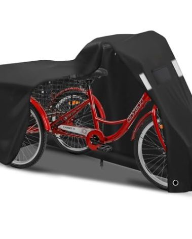 GJMZTQG Trike Cover, 3-Wheel Bike Cover, 600D Oxford Cloth Waterproof, UV Resistant, Tear Resistant, Black, 75*30*44 in