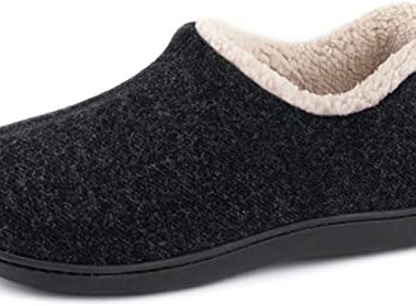 ULTRAIDEAS Women's Indoor Loafer House Slippers with Memory Foam, Ladies Warm Closed Back House Shoes with Non-Slip Outdoor Rubber Sole（Black，size 7）