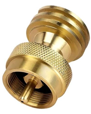 Brass Propane Tank Adapter, BBQ Grill Conversion Fitting for 1lb Bottle, 1.3 Inch, Knurled Grip,Adapter for Disposable Throwaway Cylinder