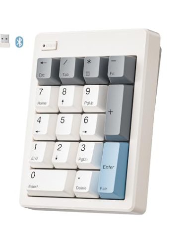 Wireless Mechanical Number Pad, Bluetooth 5.0&2.4G Wireless Dual Mode Hot Swappable Numeric Keypad,17 Keys Gasket Numpad, Ten-Key with PBT Keycaps for Laptop/PC/TKL Keyboards(Beige, Linear Switch)