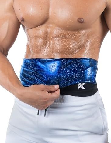 Kewlioo Men's Heat Trapping Waist Toner - Waist Trimmer Trainer Belt for Men - Comfortable & Discreet Waist Slimming Thermo Sauna Belt, Neoprene-Free Waist Cincher (Black, Large)