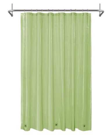 Mrs Awesome Clear Green Shower Curtain Liner with 3 Magnets, 72x72 Premium Flexible Sturdy Plastic Shower Curtain for Bathroom Waterproof, Clear Green