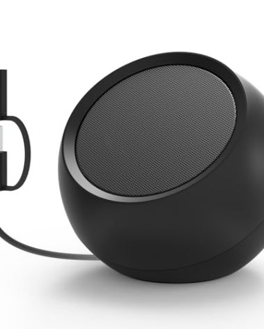 [Single] Computer Speaker for Desktop PC, USB-Powered, Plug-n-Play, Wired, External Speaker for Laptop, with Crystal-Clear Sound, Loud Volume, Rich Bass, Built-in USB-C Adapter for Full Compatibility
