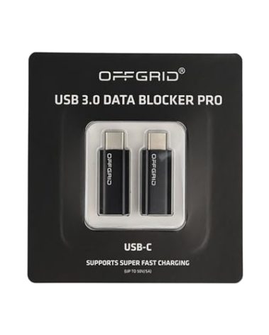 OFFGRID USB Data Blocker Pro Type-C 3.0 (2-Pack) Pure USB Data Blocker for Cell Phones, Tablets, and Laptop, Block Unwanted Data Transfer, Safely Protect Against Juice Jacking