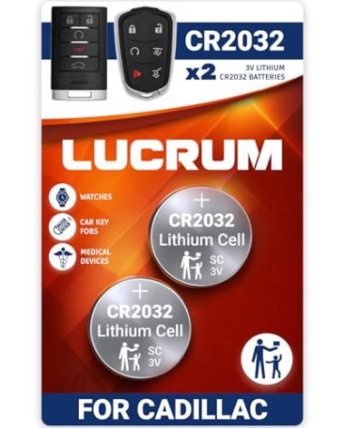 Key Fob Battery Replacement for Cadillac, 2PCs CR2032 Batteries for Car Remote Key for Cadillac ATS CT6 CTS DTS ELR Escalade SRX STS XTS 2010-2021 CR 2032
