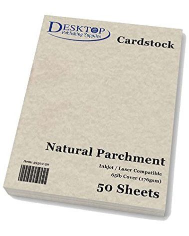 65lb Natural Parchment Cardstock for Inkjet & Laser Printers (8 1/2" x 11") - 50 Sheets