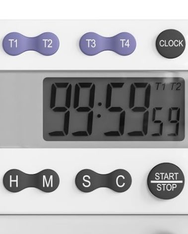 Sper Scientific Portable Digital Kitchen Timer 810015 for Cooking and Baking with Loud Alarm, 4 Channel Timer, Large Display Digital Lab and Cooking Timer, Classroom Timer for Teachers and Students