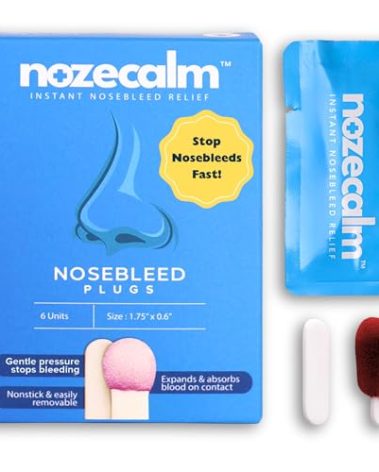 NozeCalm - Nose Bleed Stopper - Swift-Acting Nosebleed Plugs for Kids & All Ages - Bloody Nose Stoppers with Clotting Agent - Hypoallergenic, Non-Stick, Sterile, Easy Removal & Travel Ready (6-Count)