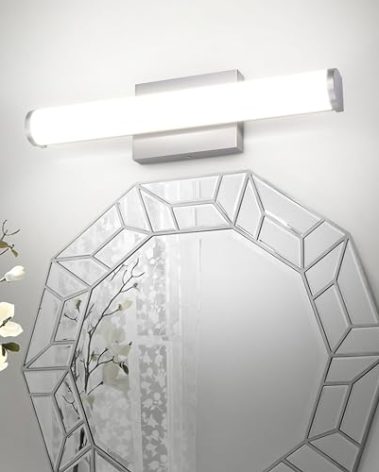 ASD LED 18" Vanity Wall Mount Light Fixture, Linear Bathroom Lighting Bar | 3CCT, Dimmable, Energy Star, ETL Listed | 20W 1500LM 3000-5000K 120V | Long Tube Bath Sconce Over Mirror | Nickel