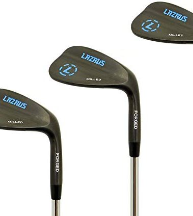 Lazrus Golf | Premium Quality Forged RH, 52, 56, 60 Degree Golf Wedge Set for Exceptional Performance with Micro Milled Face for Enhanced Spin | Mens Clubs (Black Right Handed, RH, Black 50,54,58 Set)