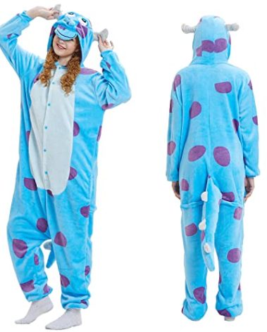 ALITERCY Sulley Sullivan Unisex Adult Pajamas, One Piece Animal Cosplay Costume Halloween/Christmas Winter Home Wear