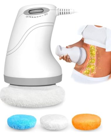 BUSHIPIN Body Sculpting Machine Electric Cellulite Massager 3 Pads, Handheld Full Body Massage Machine for Back/Abdomen/Butt/Leg/Arms Deep Massage Relax with Rotaion Vibration Body SPA (White)