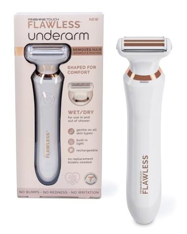 Finishing Touch Flawless Underarm Hair Removal Electric Razor Device, Designed to Shave and Contour Womens Sensitive Underarm Area, Cordless Groomer, Painless for All Skin Types