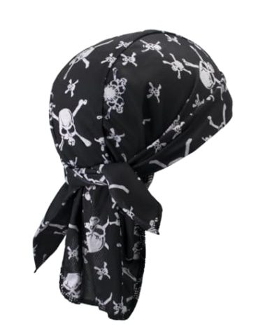 Sweat Wicking Do Rags Skull Caps, Cooling Hip Hop Hat, Beanie Durag Motorcycle Head Wrap Doo Rag Liner for Men Women (Skull Union)