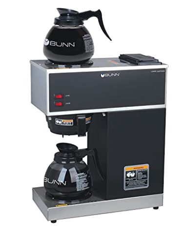 BUNN 33200.0015 VPR-2GD 12-Cup Pourover Commercial Coffee Brewer with Upper and Lower Warmers and Two Glass Decanters, Black, Stainless, Standard