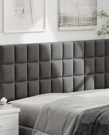 Andeworld Velvet Upholstered Tufted King Size Headboard,Wood Head Board with Metal Legs, Adjustable Height from 42” to 56”, Bed Headboard in Modern Design,Backboard for Bed, Dark Gray