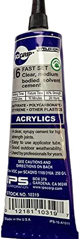 SCIGRIP 10319 16 Acrylic Plastic Cement, Low-VOC, Medium Bodied and Fast-Setting, Clear, 1.5 fl oz Tube
