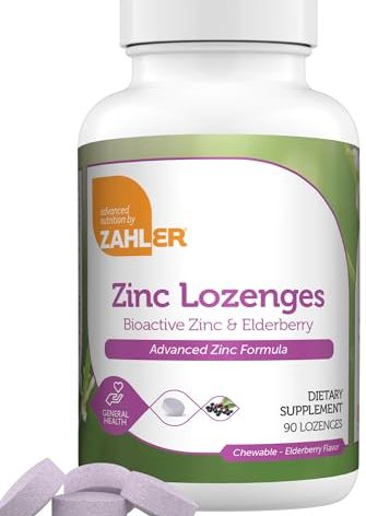 Zahler Elderberry Zinc Lozenges for Adults & Kids - Delicious Chewable Zinc & Sambucus Elderberry Lozenges for Immune Support - Kosher, Made in USA - Zinc Supplements for Men & Women (90 Count)