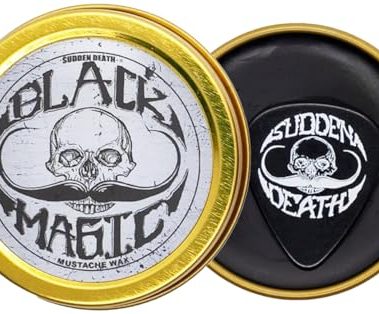 THE VINTAGE GROOMING CO. Black Magic Mustache Wax | Sudden Death | Hide Grey Hair In Beard Or Moustache | Strong Hold 1 oz Tin | No Heat Source Required | Unscented