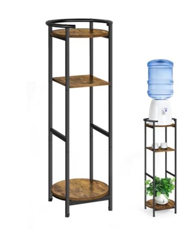 5 Gallon Water Dispenser Jug Stand 3-Tier Drink Beverage Dispenser Holder with Storage Shelf, 36.5'' Tall Water Stand for 1-5 Gallon Water Bottles/Crocks, Water Jug, Plants, Rustic Brown & Black