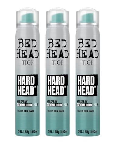 Bead Head by TIGI Hard Head Hairspray for Extra Strong Hold - For All Hair Types - With Instant Dry & Natural Shine - Use on Dry Hair - Premium Hair Care Products for Women & Men-3 oz (3 Pack)