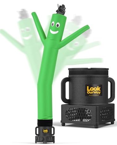 LookOurWay Air Dancers Wacky Waving Inflatable Tube Guy - 7ft Tall Inflatable Advertising Waving Dancing Man with Sky Dancer Blower - Green