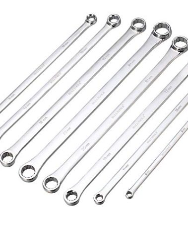 BULLTOOLS Extra Long Double Box End Wrench Set Chrome Vanadium Steel Aviation Wrenches Metric 8-24mm with Organizer Box (8-Piece)