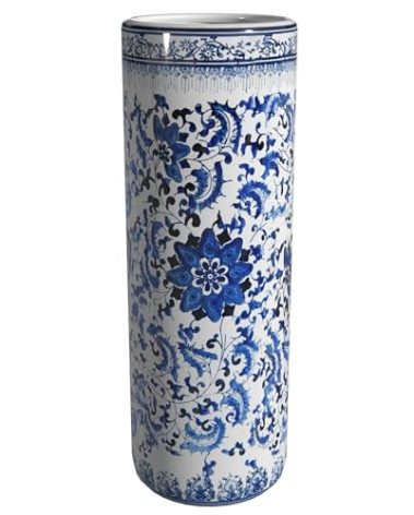 Red Lantern 24" Floral Blue & White Porcelain Umbrella Stand