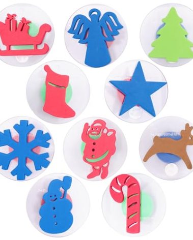 READY 2 LEARN Giant Stampers - Christmas Shapes - Set of 10 - Easy to Hold Foam Stamps for Kids - Arts and Crafts Stamps for Displays, Posters, Signs and DIY Projects