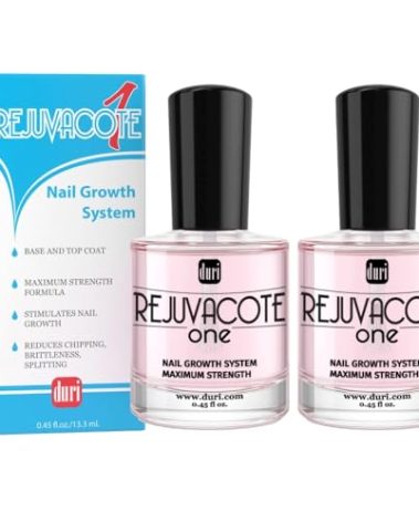 duri Rejuvacote 1 Nail Growth System - Original Maximum Strength Formula - Nail Strengthener and Nail Growth - Base and Top Coat - Pack of 2-0.45 fl. oz.
