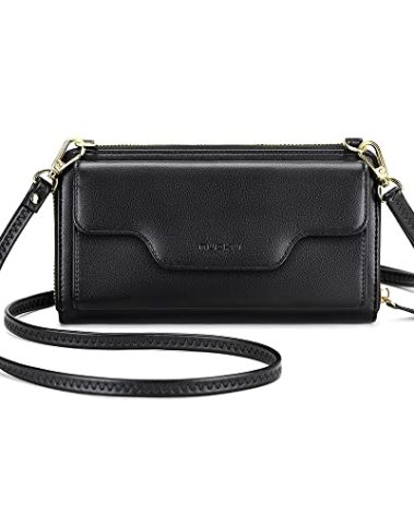nuoku Wristlet Crossbody Bags for Women, Small Clutch Purses, Cell Phone Wallet, Rfid, BLACK
