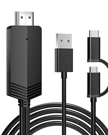 Weton 2-in-1 USB Type C Micro USB Android Phone to TV HDMI Cable, MHL to TV HDMI Adapter 1080P HDTV Mirroring & Charging Cable for Android Smartphone Tablets to Projector Monitor, 6.6ft