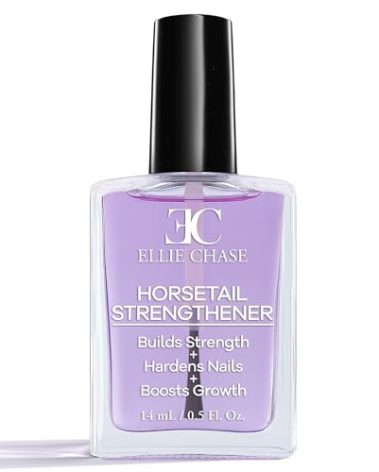 Ellie Chase Horsetail Nail Strengthener, Growth, Hardener, Repair Treatment Polish 0.5 OZ/Help Splits, Breaks, Thin, Weak, Chipped, Damaged, Cracked, Peeling Nails/Grow Strong Hard Thicker Nails