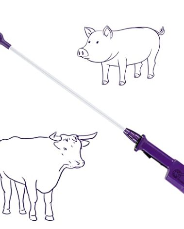 RANCH CHOICE Purple Waterproof Livestock Prod Rechargeable Cattle Prod Electric for Cows Hogs Sheep Animal Prod with 28" Flexible Shaft (38.5 inch in Total)