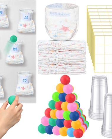 VioraWhite 60 Pcs Funny Baby Shower Diaper Games Activities Kits Without Board Hilarious Gender Reveal Diaper Games Prizes Accessories for Boys Girls Women Men(Rainbow)