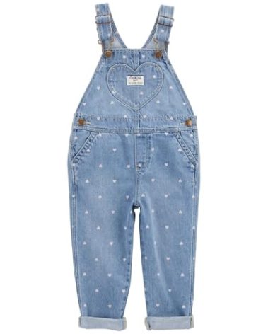 OshKosh B'Gosh Girls World's Best Overalls, Blue Heart, 4T