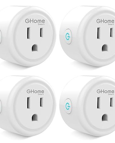 GHome Smart Plug Mini, WiFi Smart Outlet Plug Works with Alexa and Google Home, Timer Outlet with APP Control, 2.4GHz Network Only, No Hub Required, ETL FCC Listed (4 Pack), White